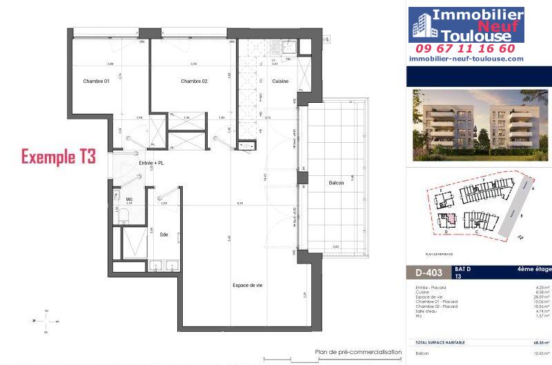 Appartements neufs à Toulouse Saint Michel - Programmes immobiliers neufs EM Carré d'art