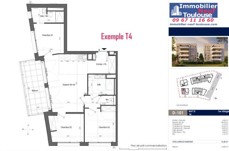 Appartements neufs à Toulouse Saint Michel - Programmes immobiliers neufs EM Carré d'art