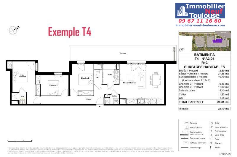 Appartements neufs à Toulouse Terrasse - Programmes immobiliers neufs LP Promotion L'ECRIN DE GASPARD /